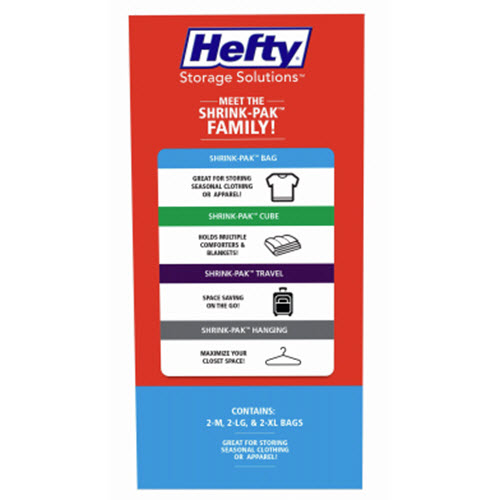 Hefty Vacuum Cube Storage Bag, Hms, Plastic, Clear - 2