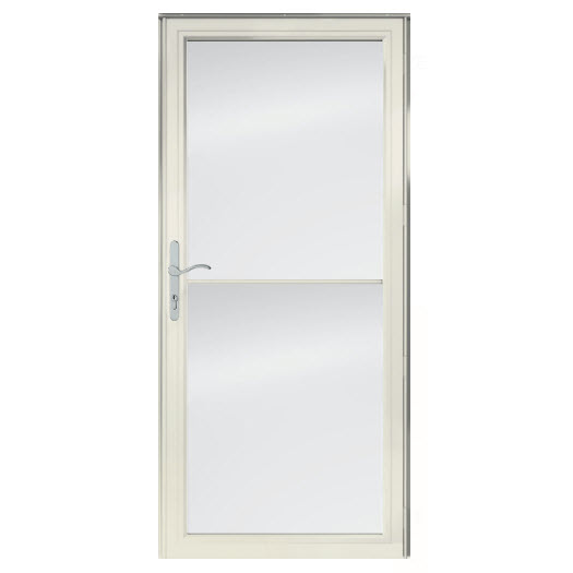 6 Series Full View Retractable Storm Door, Andersen, 32 in W x 80 in H, Universal Left or Right, Brushed Nickel Handle, White - 1