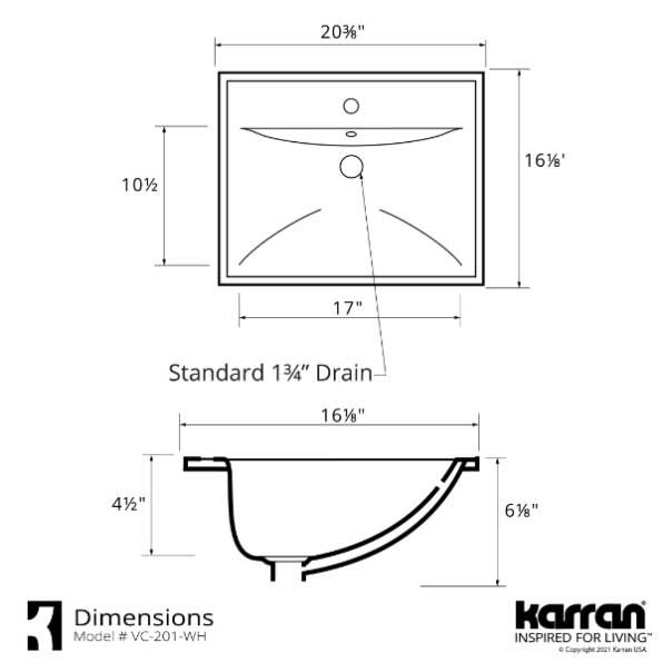 Valera Bathroom Sink, Karran, Drop-in, Rectangular - 4