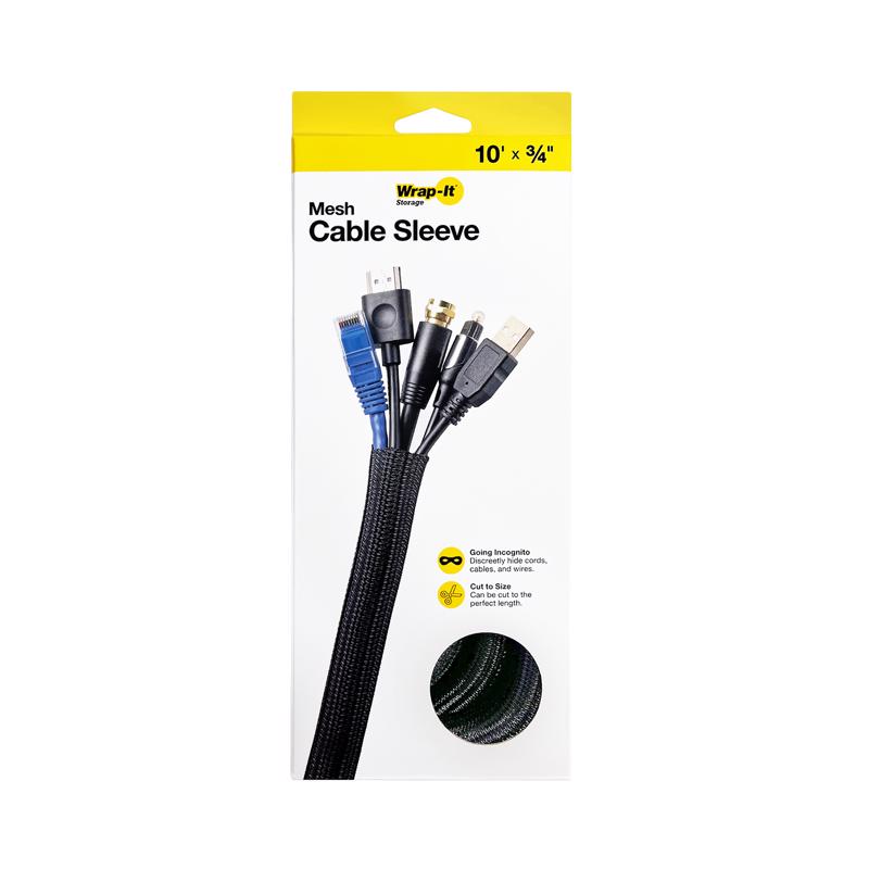 10 ft Cable Sleeve, Wrap-It Storage, Black - 2