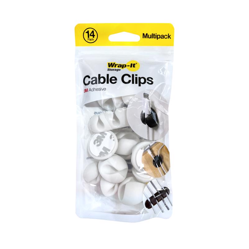 Cable Clips, Wrap-It Storage, White, 14 pk - 2