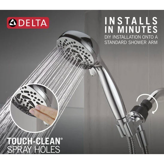 Handheld Shower Head, Delta, 5-Settings, 72 in Hose, Chrome - 2