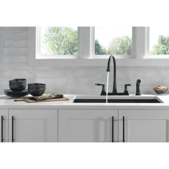Everly Kitchen Faucet with Sprayer, Delta, 2-Handle, Matte Black - 2