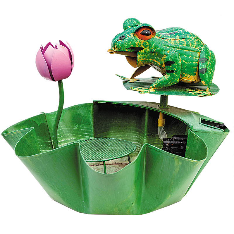 Frog with Lotus Fountain, Continental Art Center, 14 in W x 11 in H - 1