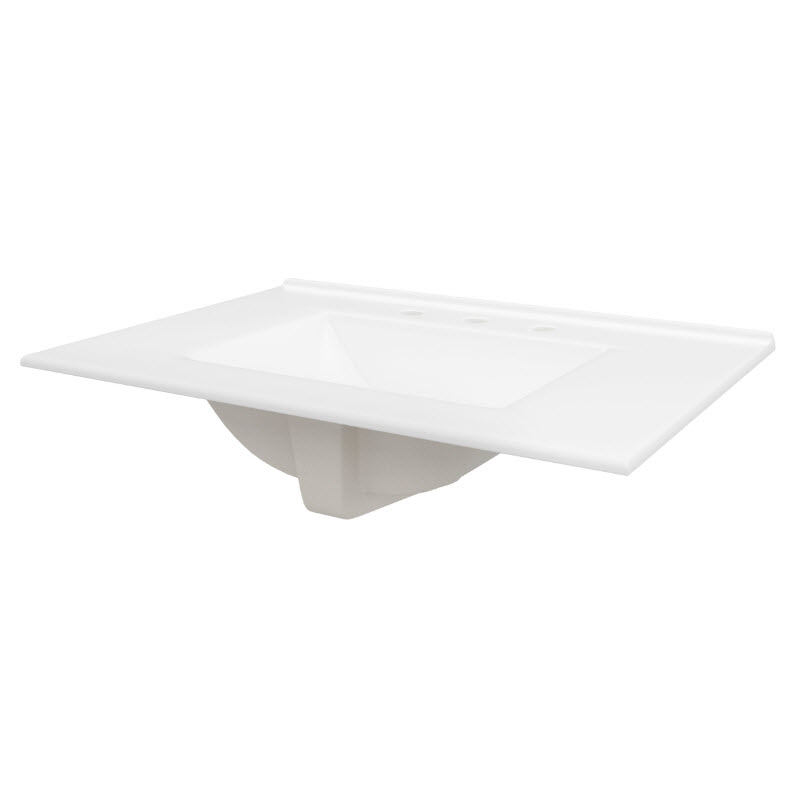 Craft+Main Fire Clay Vanity Top, Craft + Main, 31 in W x 22 in D, Wide Spread Faucet Holes, White - 1