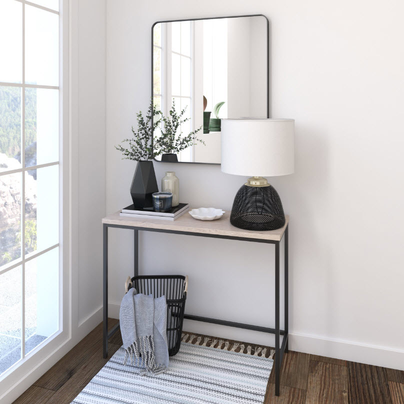 Craft+Main Wall Mirror, Craft + Main, 30 in x 36 in, Rounded Rectangle, Brushed Black - 2