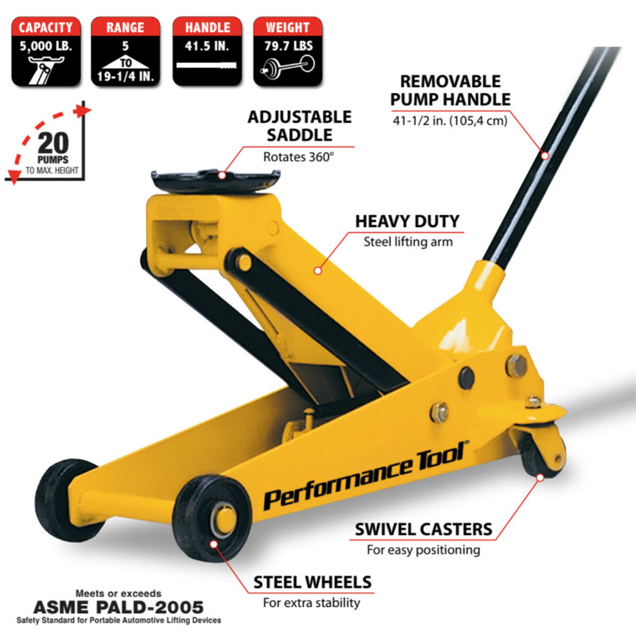 Garage Service Jack, Performance Tool, 2-1/2 Ton - 2