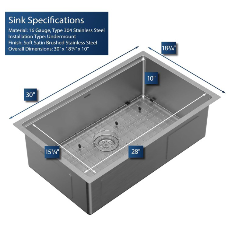 Kindred Elite Workstation Kitchen Sink, Karran, Undermount, 1-Bowl, Stainless Steel - 2