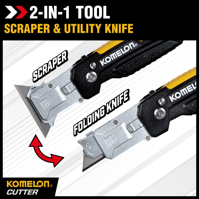 Utility Knife & Scraper, Komelon, 2-in-1 Folding - 3