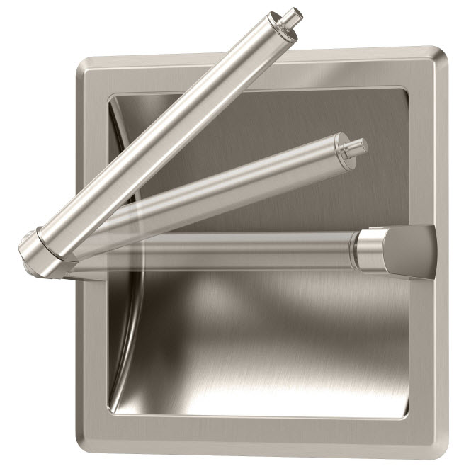 Recessed Toilet Paper Holder, Gatco, Pivoting Arm, Brushed Nickel - 2