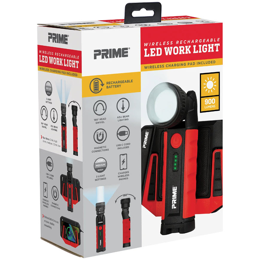 LED Work Light with Magnetic Charging Pad, Prime, 900 Lumen, Rechargeable - 2