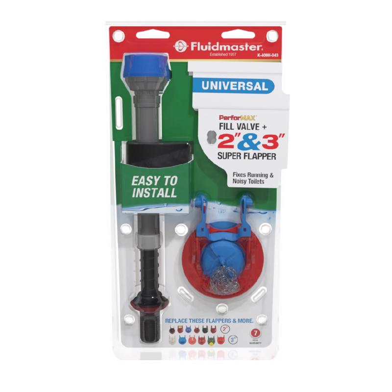 Performax Universal Fill Valve & Flapper Kit, Fluidmaster, Multicolored Plastic/Rubber - 3