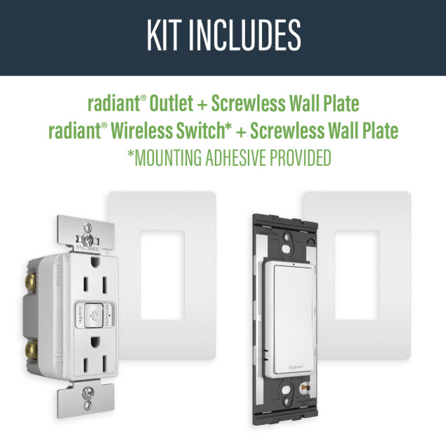 Legrand Radiant Easy Switched 3-Way Outlet Kit, Pass & Seymour, White - 2