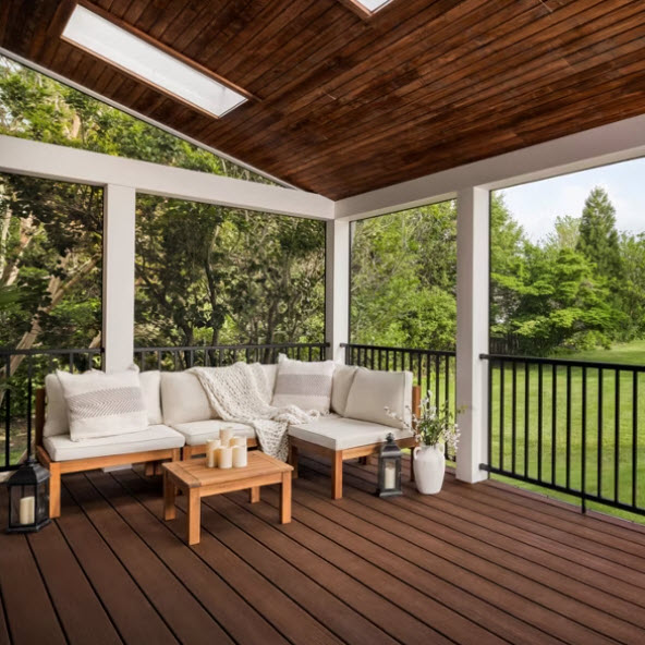 Composite Decking Board, Trex, 1 in x 6 in x 16 ft L, Enhance, Square Edge, Cinnamon Cove - 1