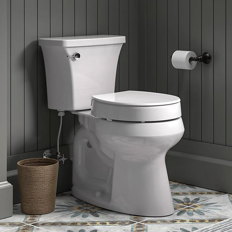 Hyten Elevated Toilet Seat, Kohler, Round, Quiet-Close, White - 2
