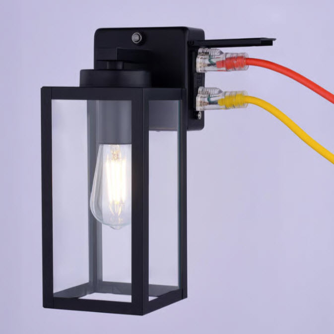 Outdoor Wall Sconce, Vaxcel, Lombard, 1-Light, 12 in H, Integrated GFCI Outlet, Black, Clear Glass - 4