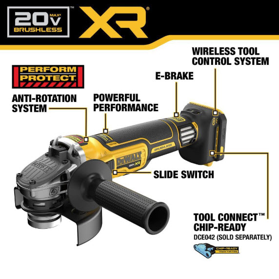 20V MAX XR Grinder, Dewalt, 4-1/2 in-5 in, Bare Tool - 2