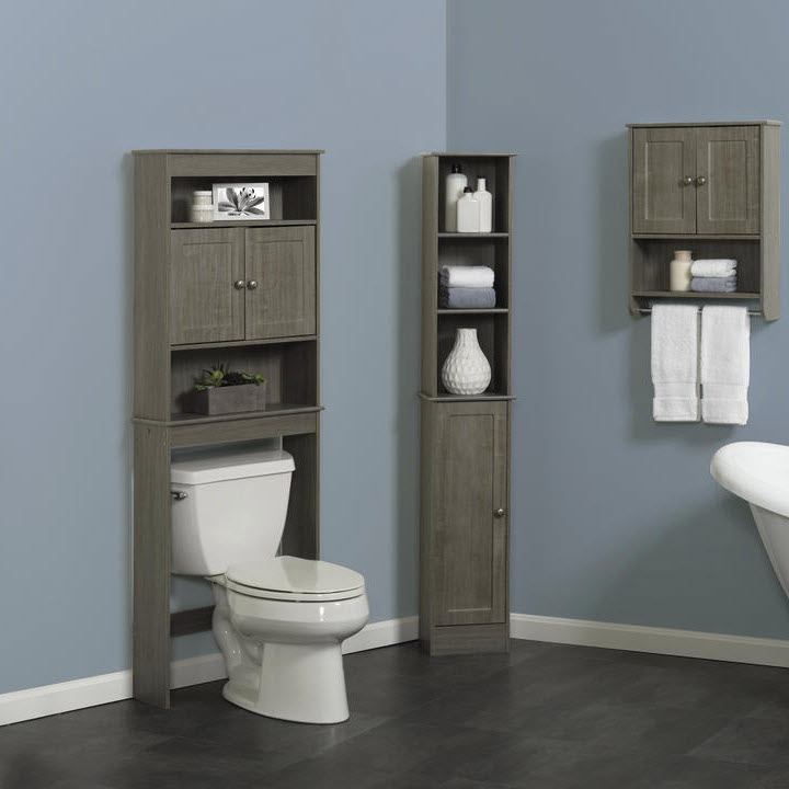 Over-The-Toilet Storage Cabinet, Zenna Home, 23 in W x 66 in H, Driftwood Gray - 2