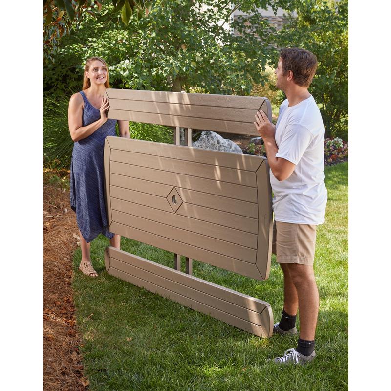 Foldable Picnic Table, Cosco, Resin, Gray - 3