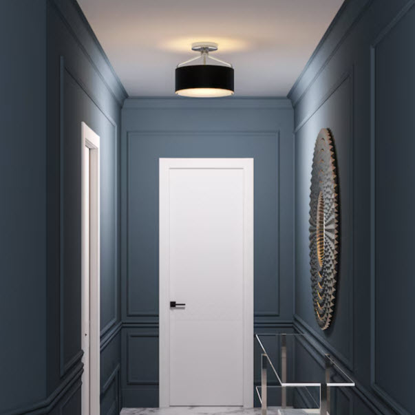 Semi-Flush Mount Light, Quoizel, 2 -Light, 13 in, Matte Black & Brushed Nickel - 2
