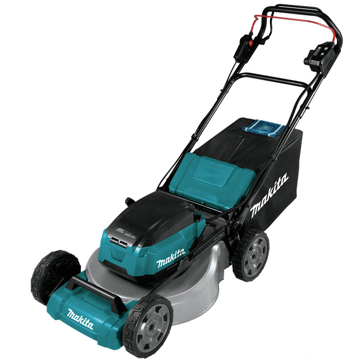 Cordless Lawn Mower, Makita, LXT, Brushless, 18 in, Self-Propelled, Includes 4 Batteries and Charger - 1