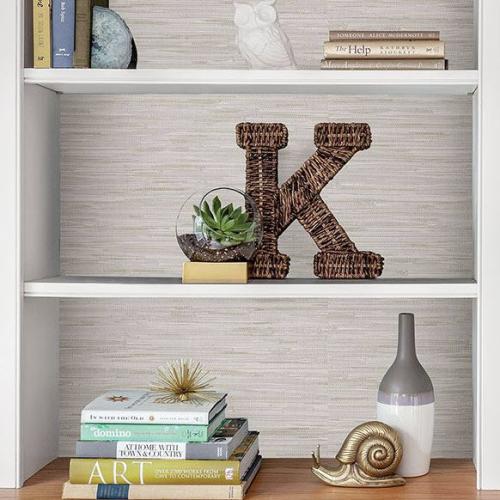 Wallpaper, Brewster, 20.5 in W, Cream Grassweave, Vinyl-Coated Paper, Off-White - 5