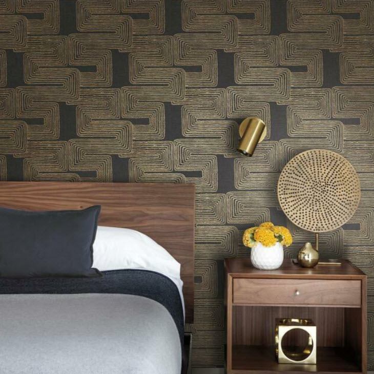 Peel & Stick Wallpaper, York Wallcoverings, 20.5 in x 18 ft, Nikki Chu Zulu, Black/Gold - 2