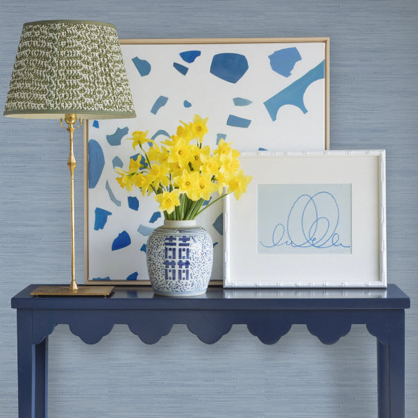 Peel & Stick Wallpaper, Brewster, 20.5 in x 18 ft, Mineral Blue Faux Grasscloth - 2