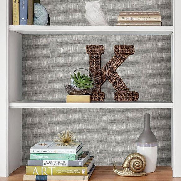 Texture Peel & Stick Wallpaper, Brewster, 20.5 in x 18 ft, Grey Poplin - 2