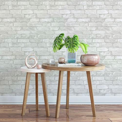 Peel & Stick Wallpaper, Brewster, 20.5 in x 18 ft, Grey & White Brick - 2