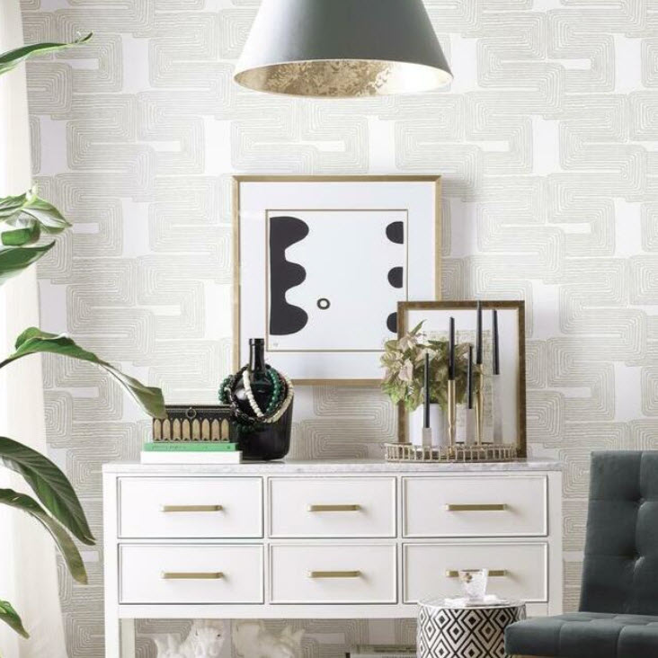 Peel & Stick Wallpaper, York Wallcoverings, 20.5 in x 18 ft, Nikki Chu Zulu, White - 2