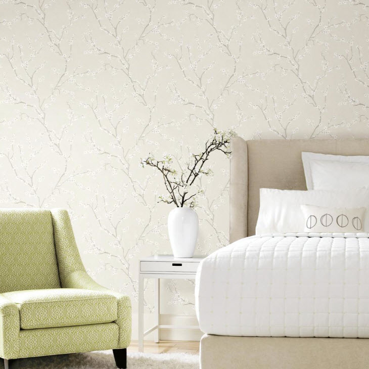 Peel & Stick Wallpaper, York Wallcoverings, 20.5 in x 16.5 ft, Cherry Blossom, Pearl - 2
