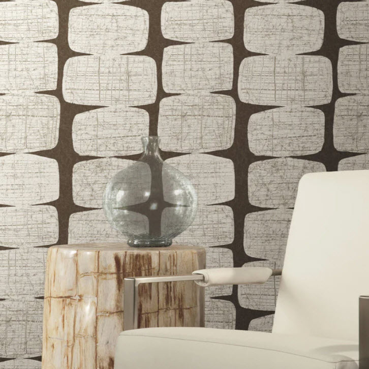 Peel & Stick Wallpaper, York Wallcoverings, 20.5 in x 18 ft, Mid-Century Beads, Brown - 2