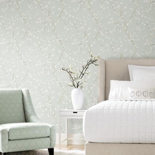 Peel & Stick Wallpaper, York Wallcoverings, 20.5 in x 16.5 ft, Cherry Blossom, Blue - 2