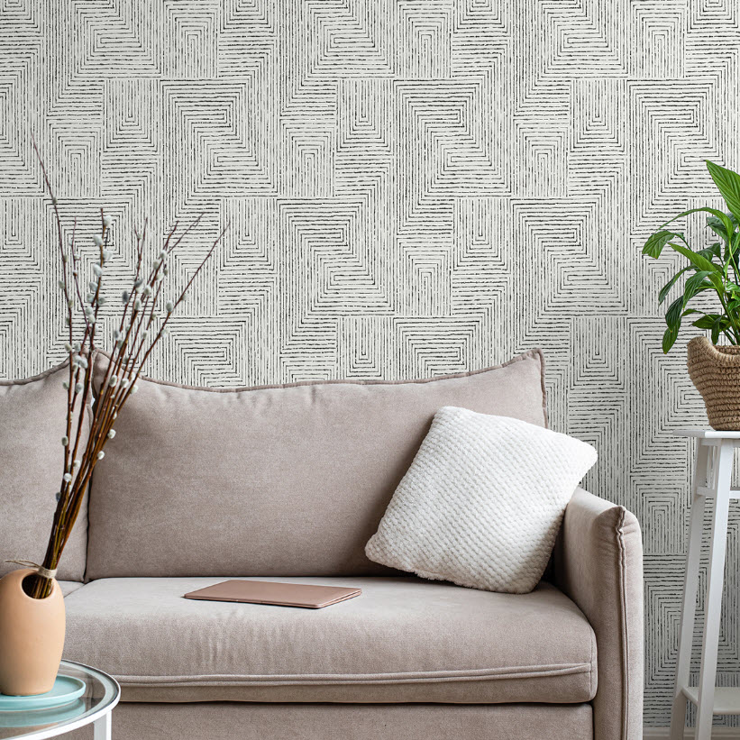 Peel & Stick Wallpaper, Brewster, 20.5 in x 18 ft, Black Ink - 2