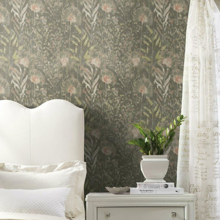 Peel & Stick Wallpaper, York Wallcoverings, 20.5 in x 16.5 ft, Dandelion, Taupe - 2