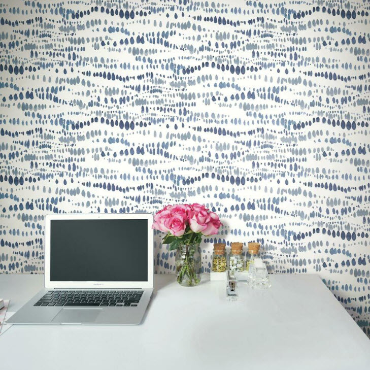 Peel & Stick Wallpaper, York Wallcoverings, 18 in x 18.86 ft, Lisa Audit Dotted Line, Navy - 2