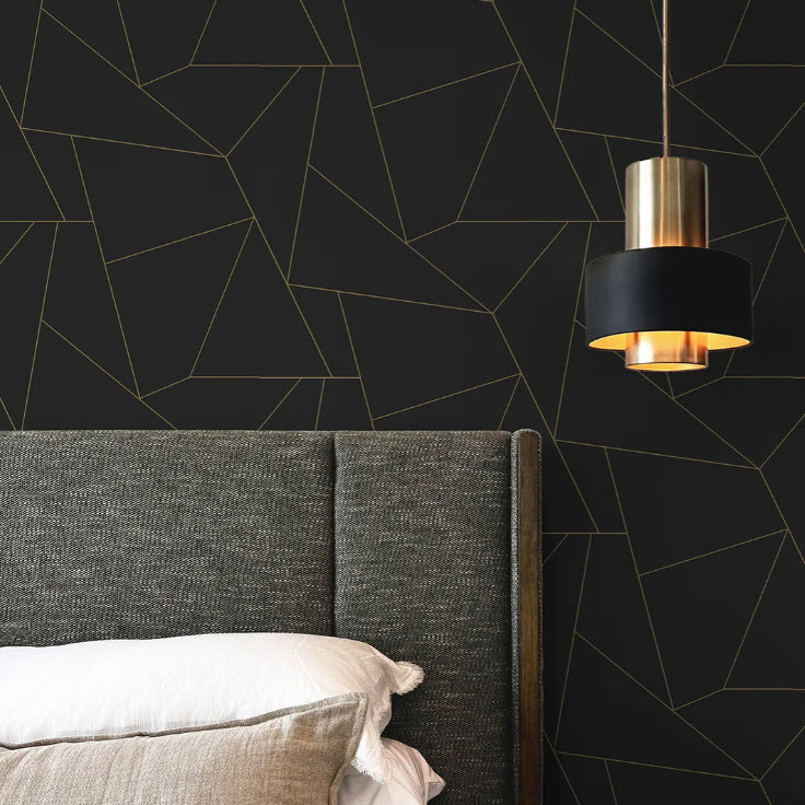 Peel & Stick Wallpaper, York Wallcoverings, 20.5 in x 18 ft, Brilliant Black & Gold - 2