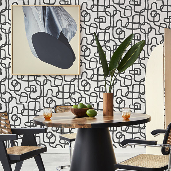 Peel & Stick Wallpaper, Brewster, 20.5 in x 18 ft, Black Niko - 2