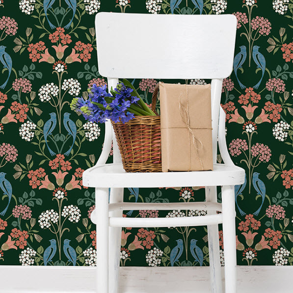 Peel & Stick Wallpaper, Brewster, 20.5 in x 18 ft, Green Multi Meadow Song - 2