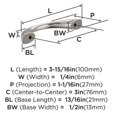 Vaile Cabinet Pull, Amerock, 3 in, Satin Nickel - 2