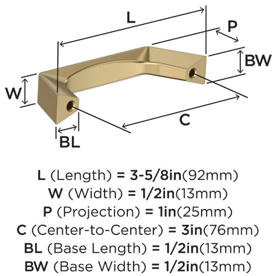 Evolve Cabinet Pull, Amerock, 3 in, Champagne Bronze - 2