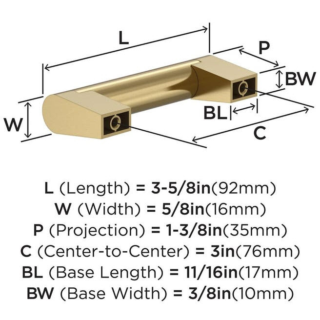 Composite Cabinet Pull, Amerock, 3 in, Champagne Bronze - 3