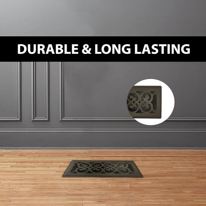 Victorian Floor Register, Sierra Grates, 4 in x 10 in, Metallic Bronze - 2