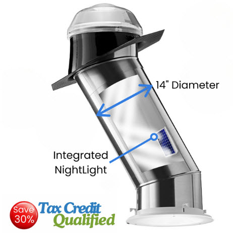 Solatube Skylight Kit, Kdl Enterprises, 14 in, Pitched Roof, Integrated Solar Night Light - 3