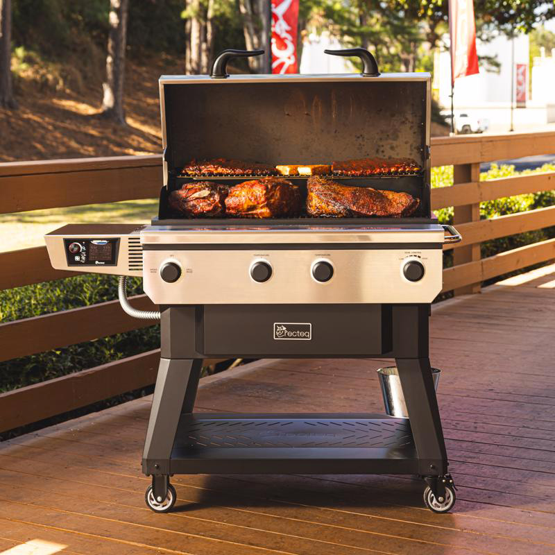 Wood Pellet Grill, Recteq, 842 sq-in Cooking Surface, Smoker Included, Stainless Steel - 1