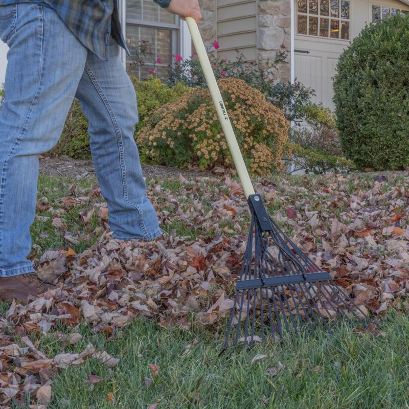 Steel Tine Leaf Rake, Truper, 18 in W Head, 18-Tine, 48 in L Handle - 3
