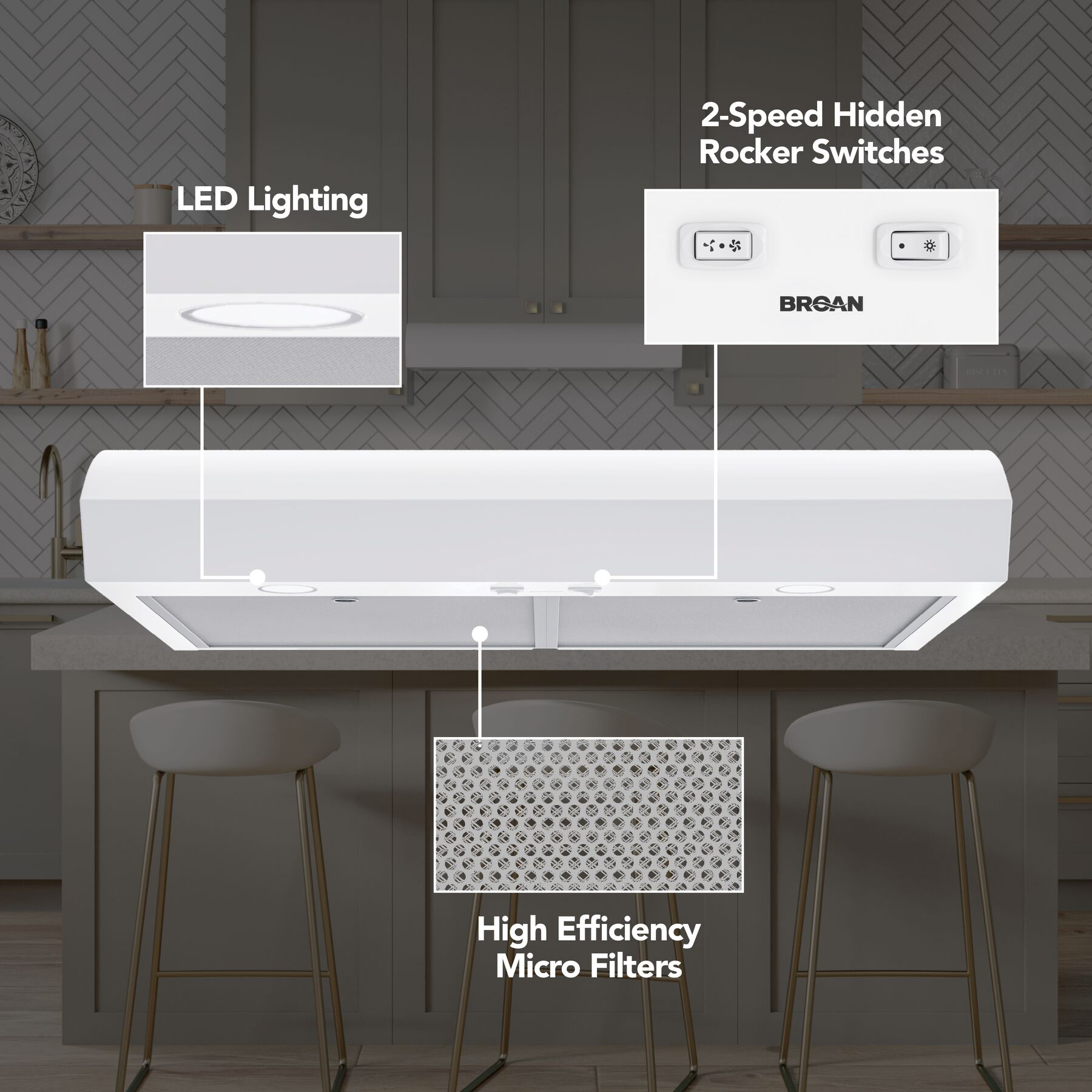 Range Hood, Broan, Mantra, 30 in L, White - 2