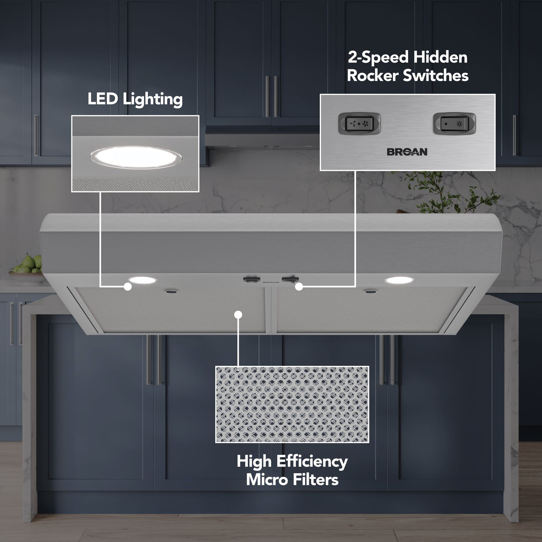 Range Hood, Broan, Mantra, 30 in L, Stainless Steel - 2