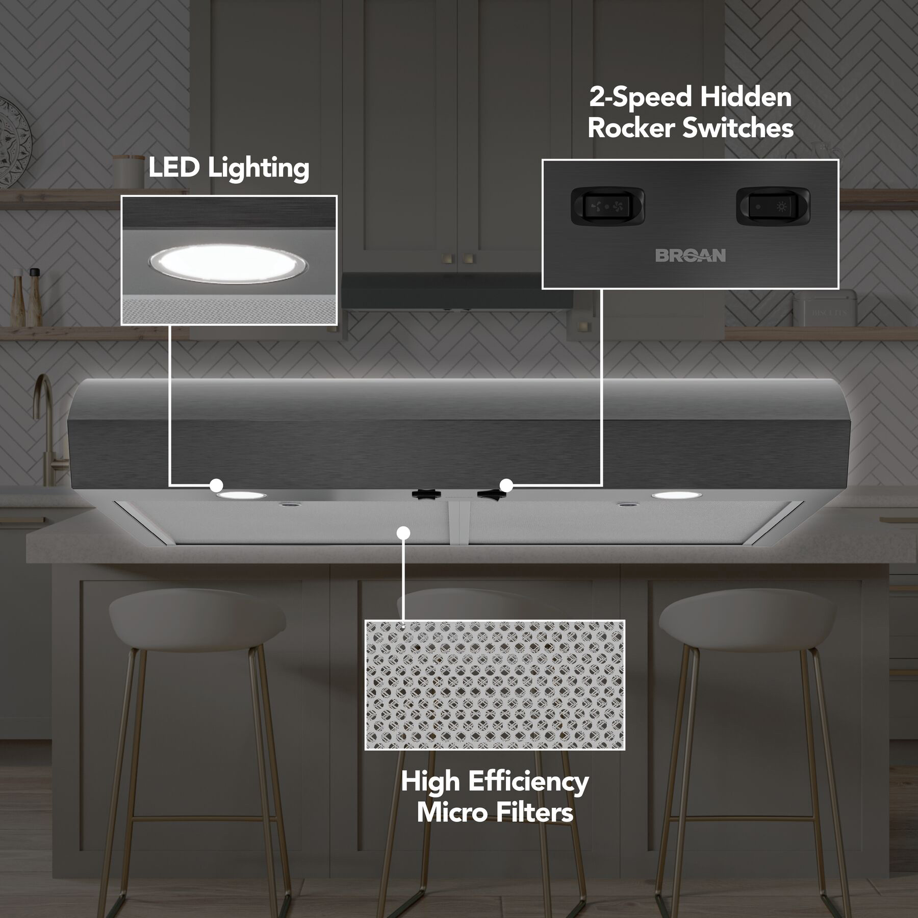 Range Hood, Broan, Mantra, 30 in L, Black Stainless Steel - 2